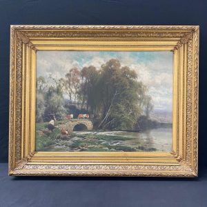 Schilderij: Koeien steken brug over van Jacques Janssens. 2025_11_#08